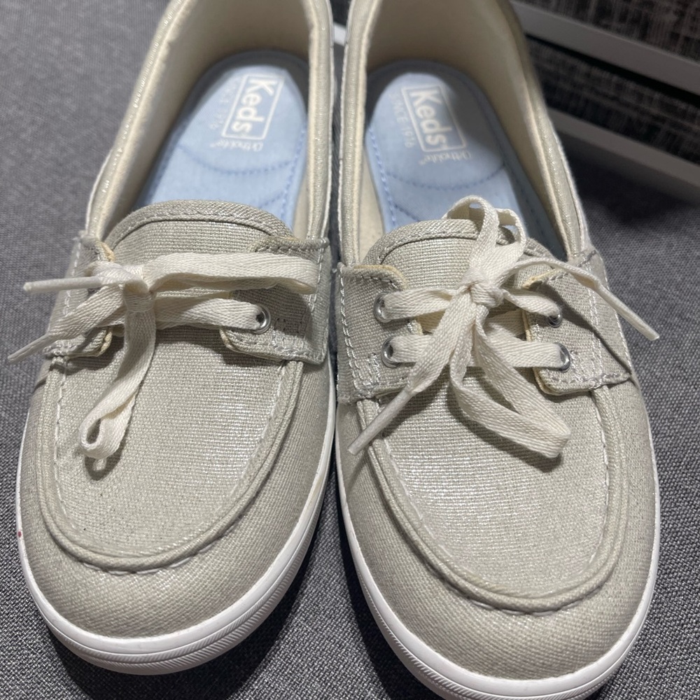 Slightly used keds silver Ortho loafer